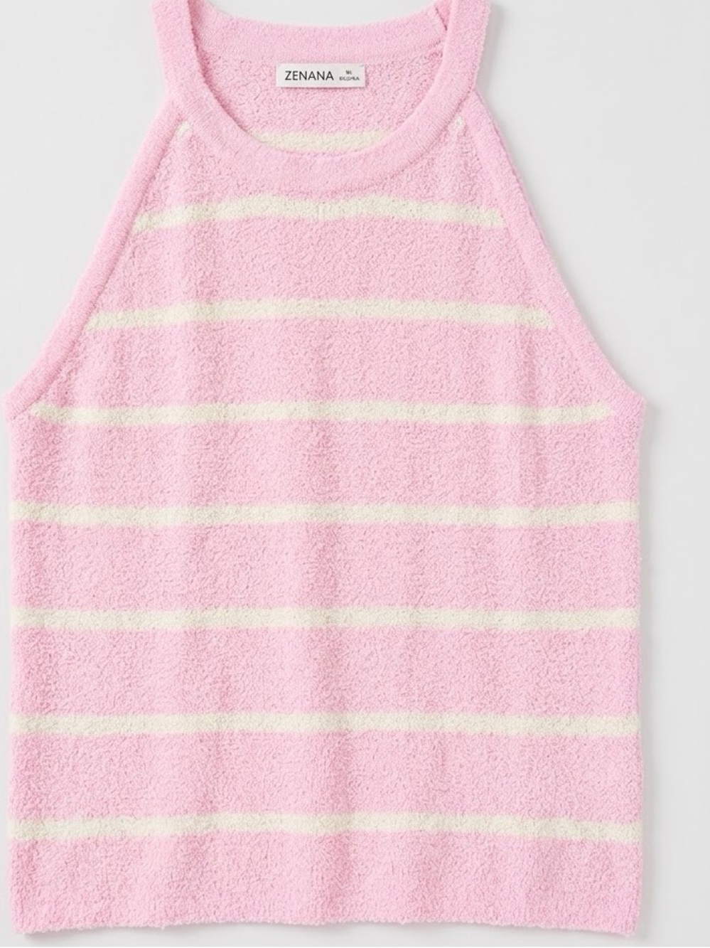 Zenana Outfitters Pink and Cream Striped Tank
